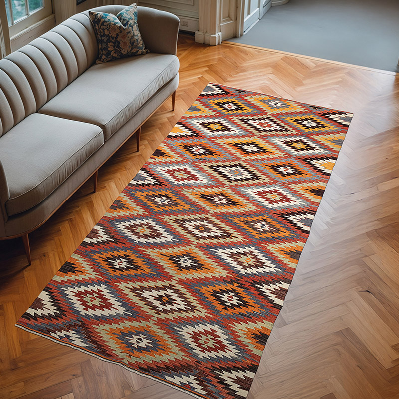 Vintage Afyon Kilim Rug - 4' 10" x 10' 5" (58" x 125") - K0069061