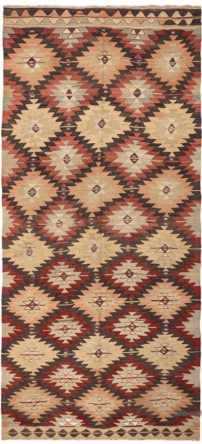 Vintage Afyon Kilim Rug - 4' 9" x 10' 4" (57" x 124")