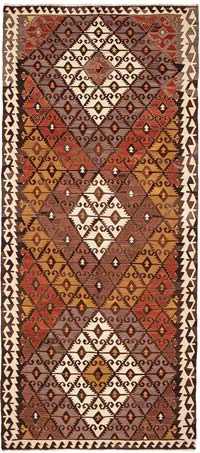 Vintage Sivrihisar Kilim Rug - 5' 2" x 11' 8" (62" x 140")