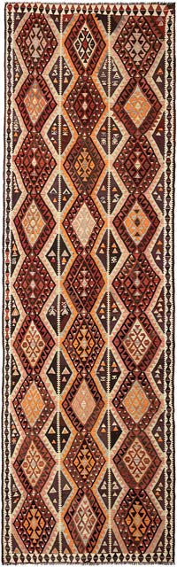 Vintage Kars Kilim Rug - 4' 3" x 13' 9" (51" x 165")