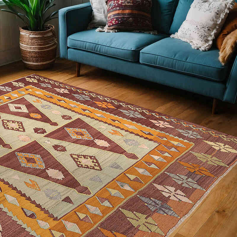 Vintage Ordu Kilim Rug - 5' 11" x 6' 7" (71" x 79") - K0069079