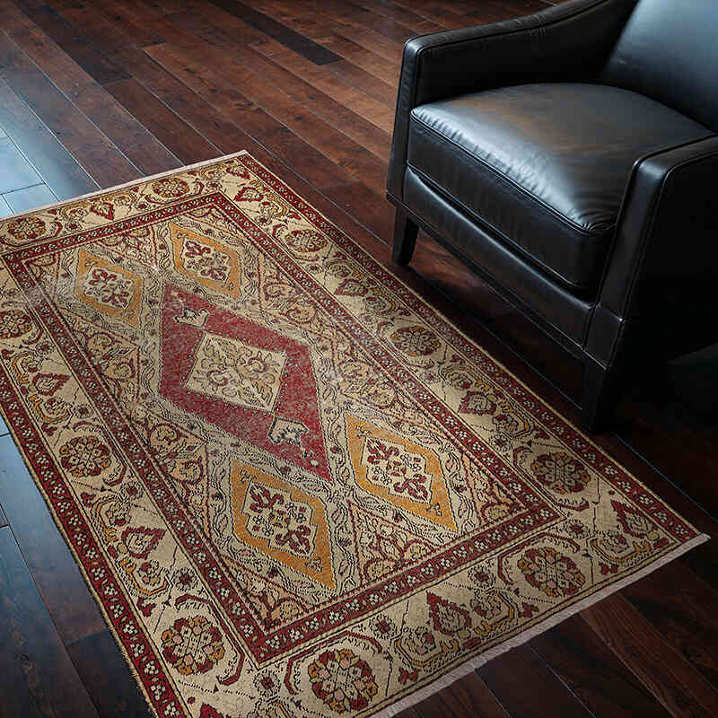 Vintage Turkish Hand-Knotted Rug - 3' 11" x 5' 8" (47" x 68") - K0069107