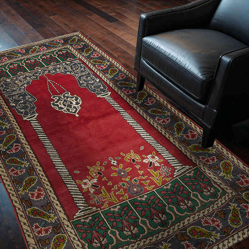Alfombra Vintage Turca Anudada a Mano - 127 cm x 208 cm - K0069357