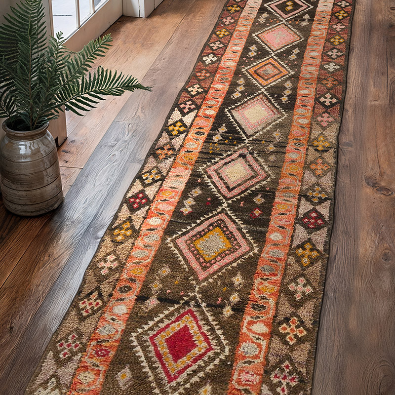 Alfombra Vintage de pasillo - 90 cm x 394 cm - K0069372