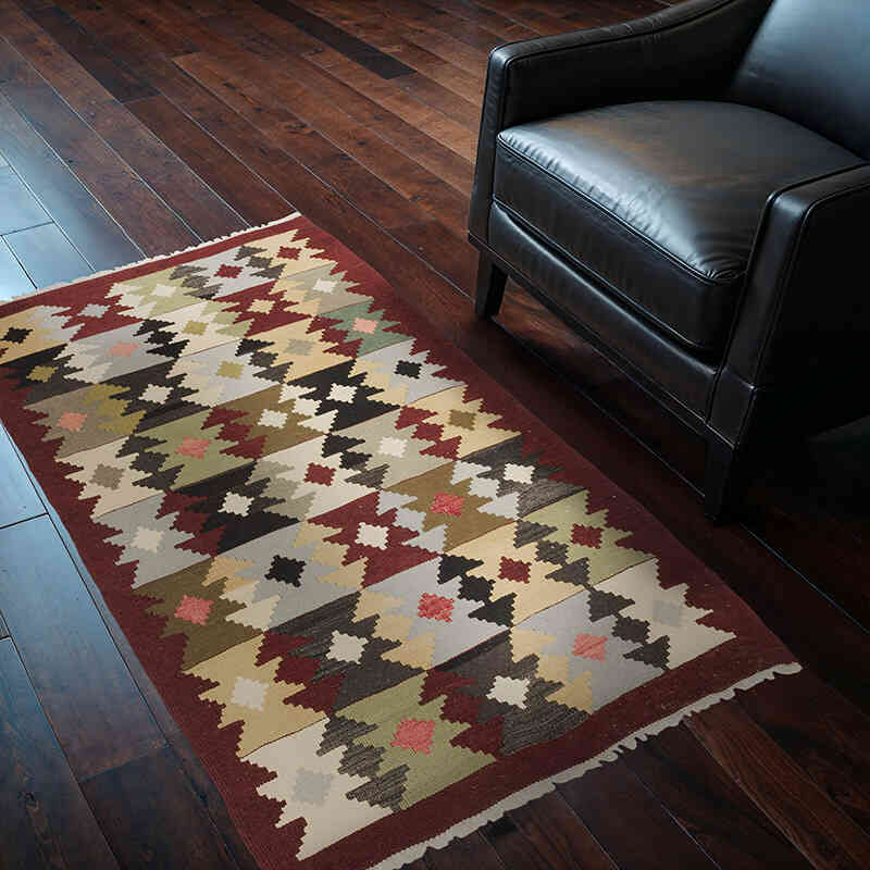 Vintage Milas Kilim Rug - 3'  x 5' 1" (36" x 61") - K0069444