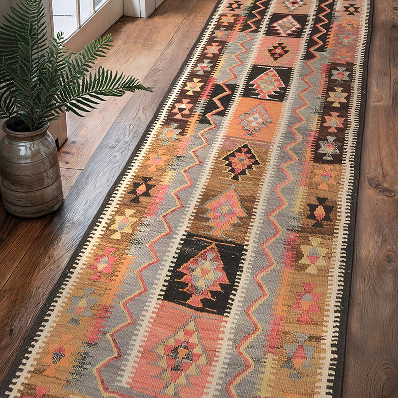 Vintage Tribal Kilim Runner - 3' 1" x 10'  (37" x 120") - K0069494