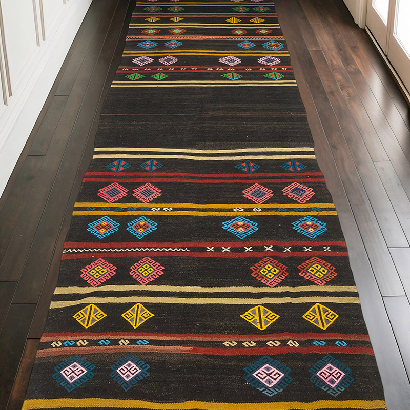 Vintage Turkish Kilim Runner - 4' 5" x 12' 8" (53" x 152") - K0069552