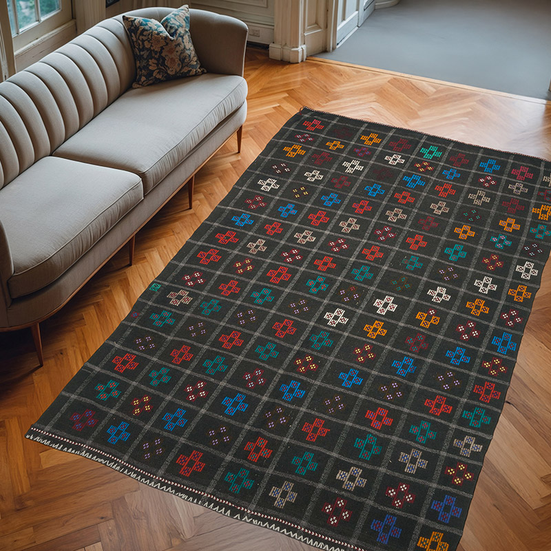 Vintage Anatolian Jijim Rug - 6' 4" x 10'  (76" x 120") - K0069587