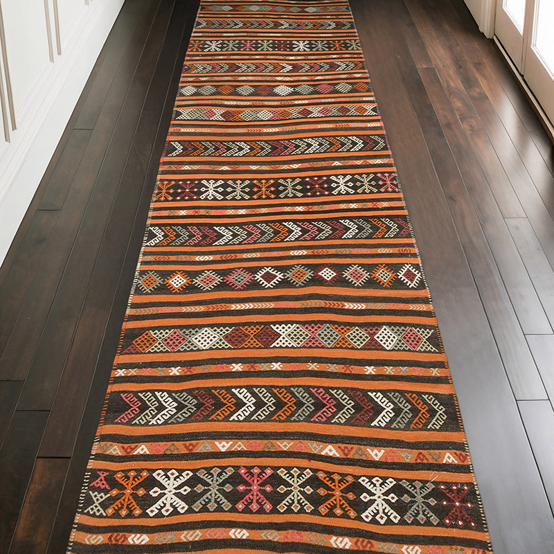 Vintage Turkish Kilim Runner - 3' 4" x 10' 6" (40" x 126") - K0069653