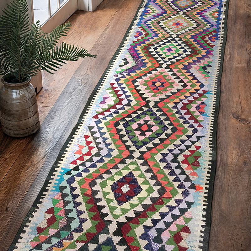 Vintage Tribal Kilim Runner - 2' 9" x 11' 7" (33" x 139") - K0069682