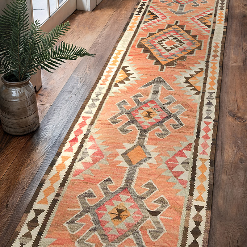Vintage Tribal Kilim Runner - 3' 2" x 11' 9" (38" x 141") - K0069720