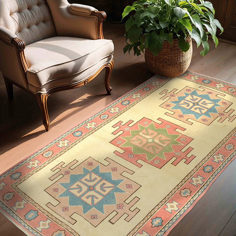 Alfombra Vintage Turca Anudada a Mano - 132 cm x 203 cm - K0069820
