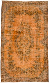 Boyalı El Dokuma Vintage Halı - 121 cm x 206 cm