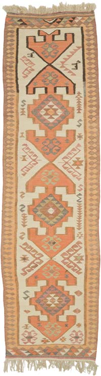 Vintage Tribal Kilim Runner - 3' 4" x 11' 11" (40" x 143")