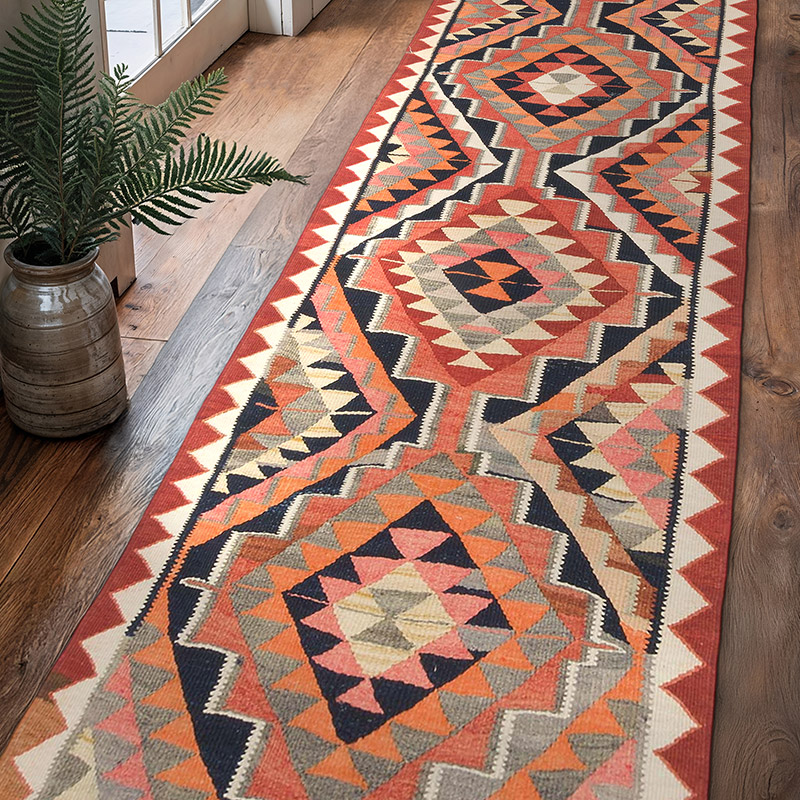 Vintage Tribal Kilim Runner - 3' 1" x 10' 4" (37" x 124") - K0069837