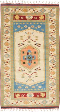 Alfombra Vintage Turca Anudada a Mano - 126 cm x 221 cm