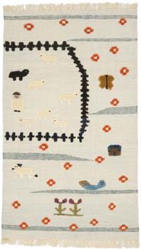 New Handwoven Turkish Kilim Rug - 3' 10" x 6' 6" (46" x 78")