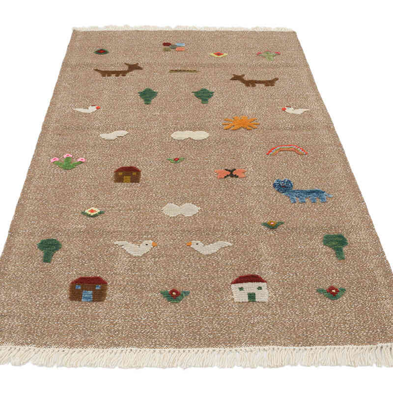 New Handwoven Turkish Kilim Rug - 3' 3" x 5' 3" (39" x 63") - K0070236