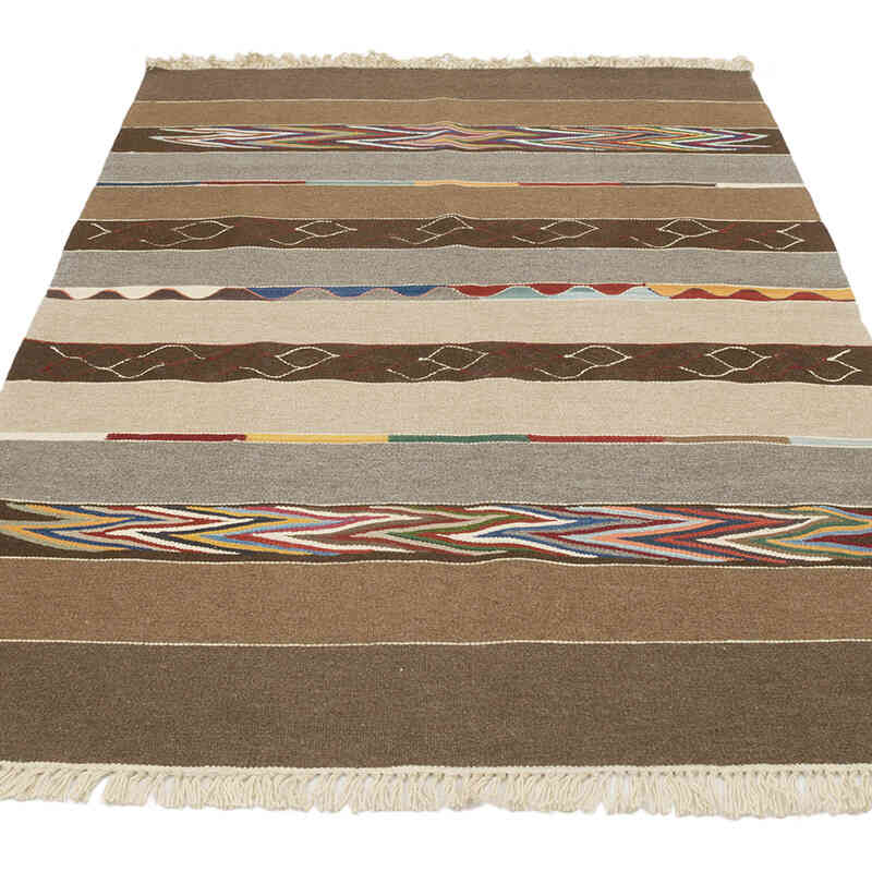 New Handwoven Turkish Kilim Rug - 4' 1" x 6' 2" (49" x 74") - K0070244