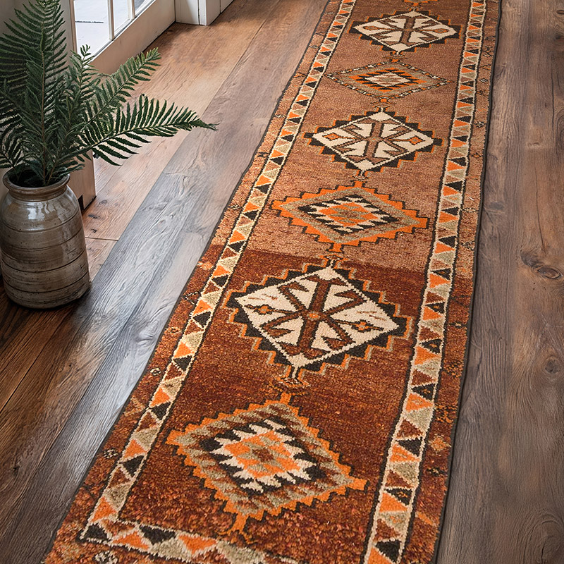 Alfombra Vintage de pasillo - 88 cm x 378 cm - K0070280