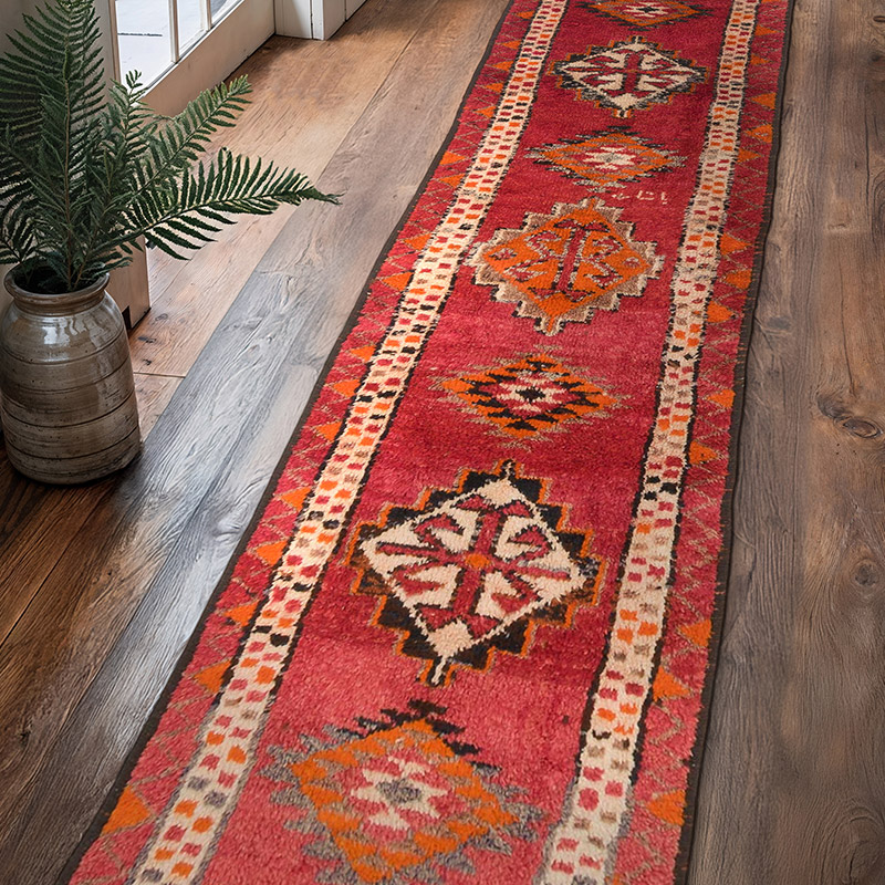 Alfombra Vintage de pasillo - 88 cm x 371 cm - K0070288