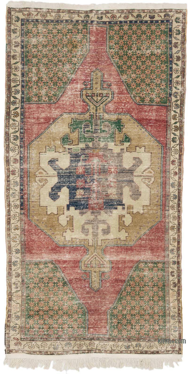 Vintage Turkish Hand-Knotted Rug - 4' 9" x 9' 3" (57" x 111") - K0070300