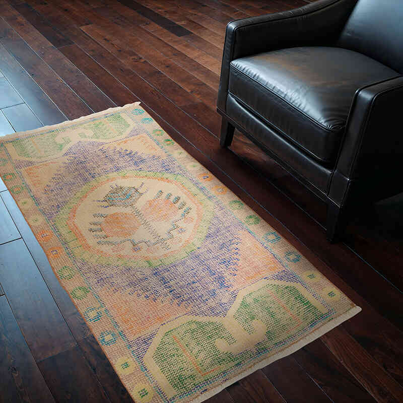 Alfombra Vintage Turca Anudada a Mano - 77 cm x 148 cm - K0070308