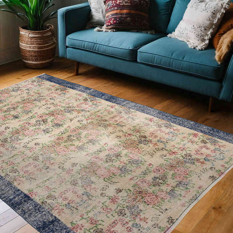 Alfombra Vintage Turca Anudada a Mano - 145 cm x 207 cm - K0070315