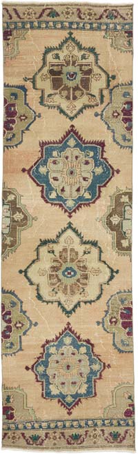 Vintage Turkish Hand-Knotted Runner - 3' 3" x 10' 9" (39" x 129")