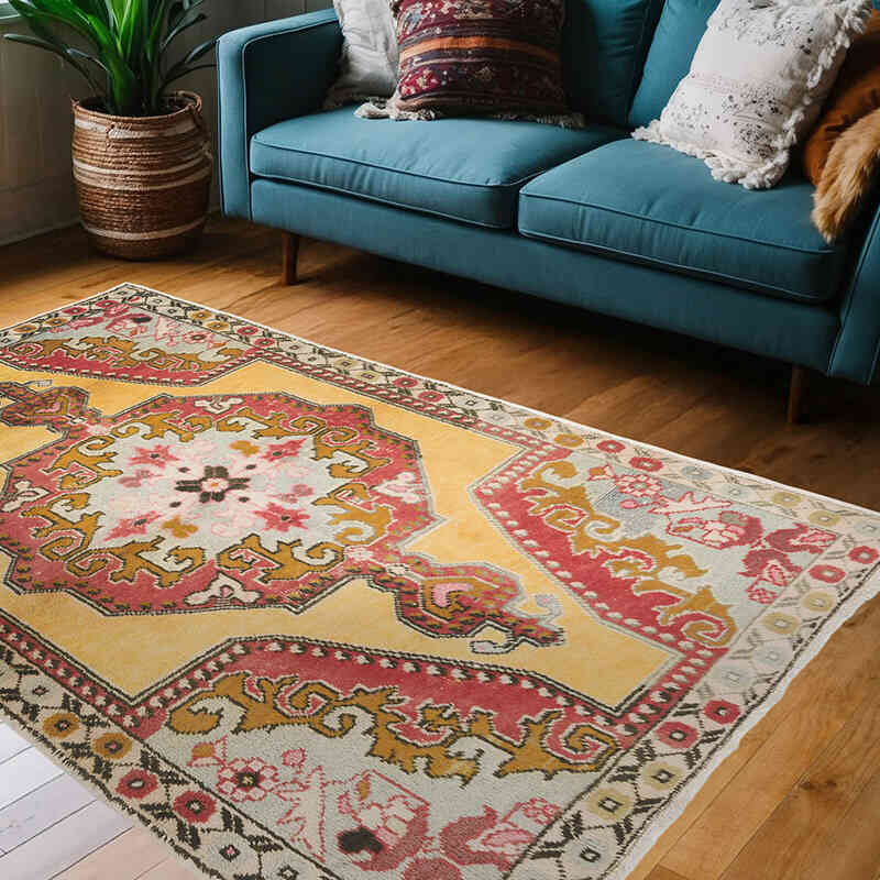 Vintage Turkish Hand-Knotted Rug - 4' 8" x 6' 11" (56" x 83") - K0070415
