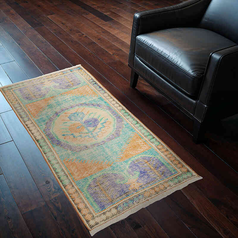 Alfombra Vintage Turca Anudada a Mano - 77 cm x 142 cm - K0070453