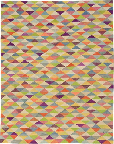 New Turkish Handwoven Kilim Rug - 8' 7" x 10' 10" (103" x 130")