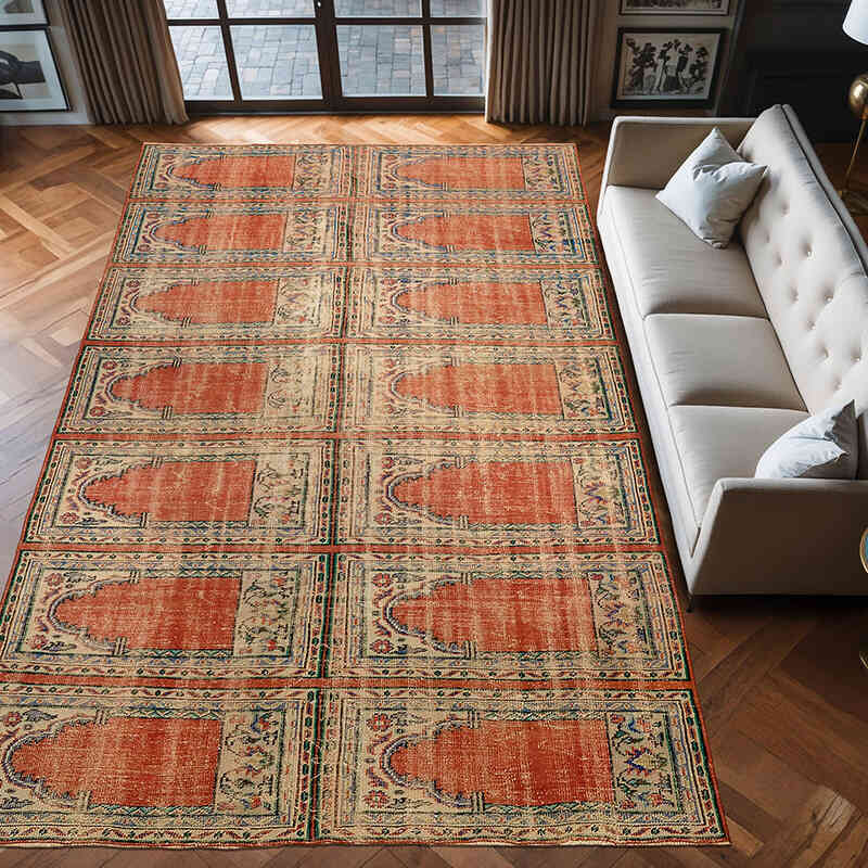 Alfombra Vintage Turca Anudada a Mano - 226 cm x 385 cm - K0070505