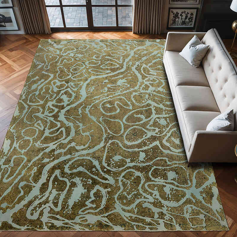 Alfombra Oriental Vintage Teñida a Mano Sobretintada - 289 cm x 415 cm - K0070535