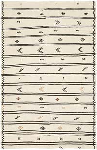 Vintage Anatolian Hemp Kilim Rug - 5' 9" x 8' 10" (69" x 106")