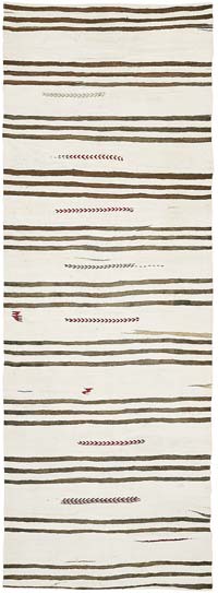 Alfombra Kilim Vintage de Cáñamo de Anatolia - 145 cm x 390 cm