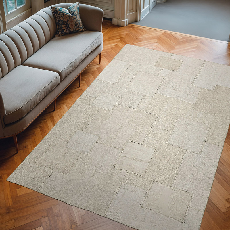Alfombra Kilim de Cáñamo con Patchwork - 200 cm x 300 cm - K0070596