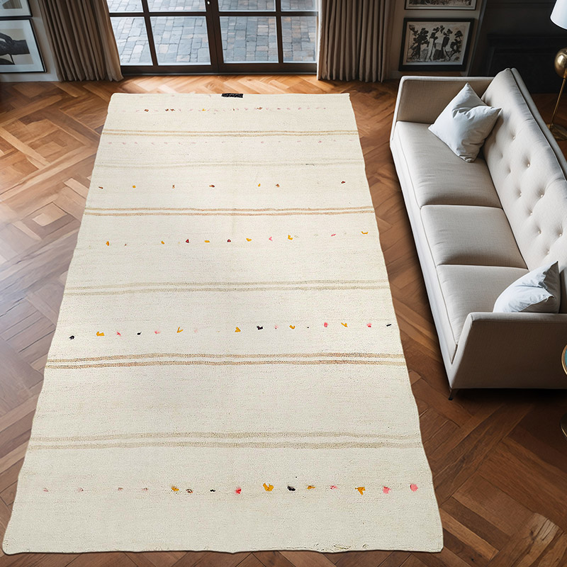 Vintage Anatolian Hemp Kilim Rug - 6' 5" x 12' 6" (77" x 150") - K0070598