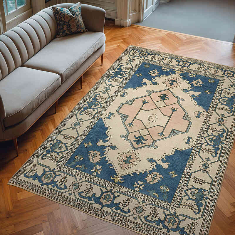 Vintage Turkish Hand-Knotted Rug - 6' 4" x 9' 2" (76" x 110") - K0070666