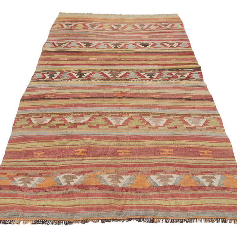 Vintage Afyon Kilim Rug - 3' 6" x 7' 9" (42" x 93") - K0070696