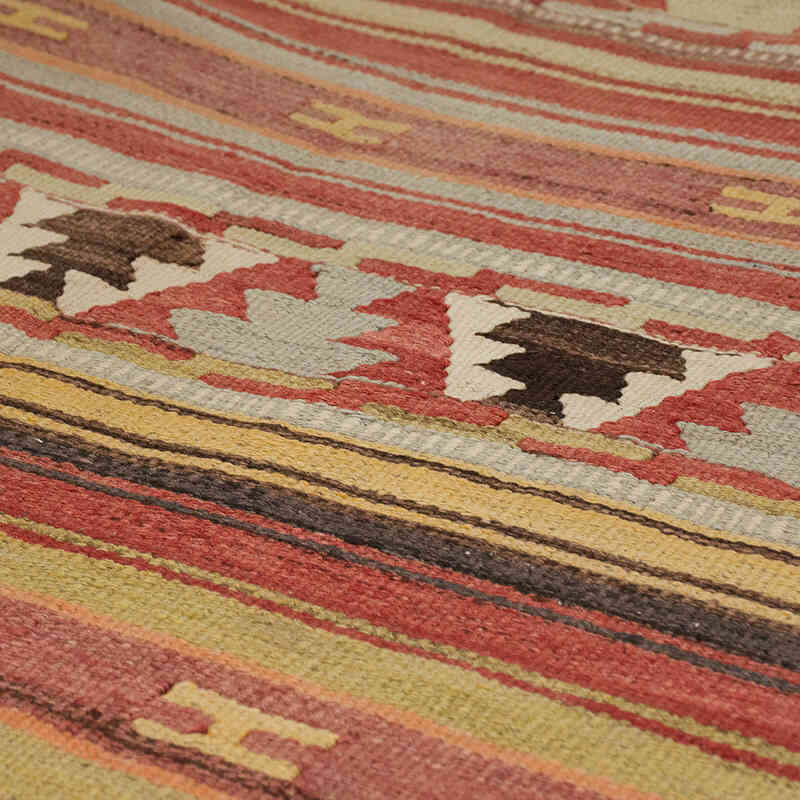 Vintage Afyon Kilim Rug - 3' 6" x 7' 9" (42" x 93") - K0070696