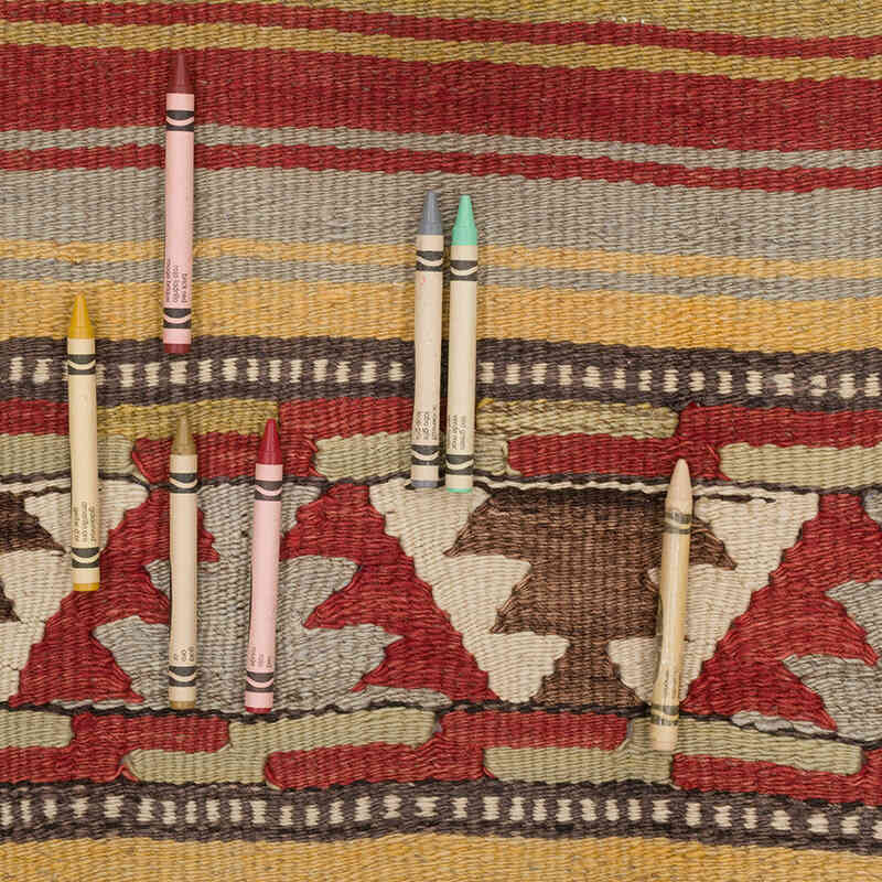 Vintage Afyon Kilim Rug - 3' 6" x 7' 9" (42" x 93") - K0070696