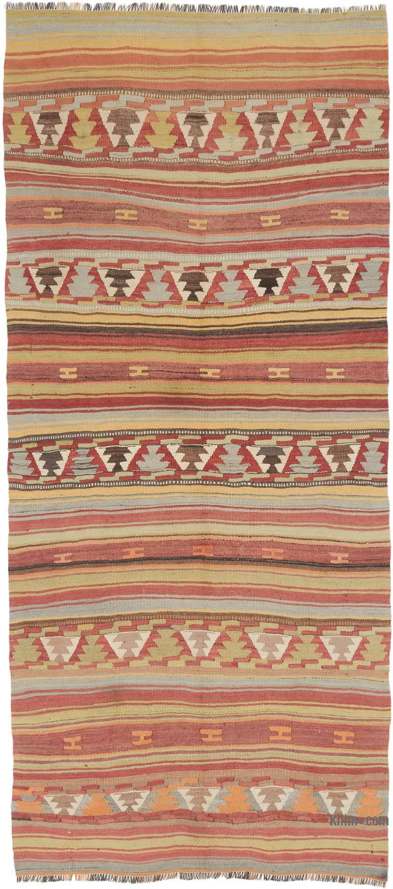Vintage Afyon Kilim Rug - 3' 6" x 7' 9" (42" x 93") - K0070696
