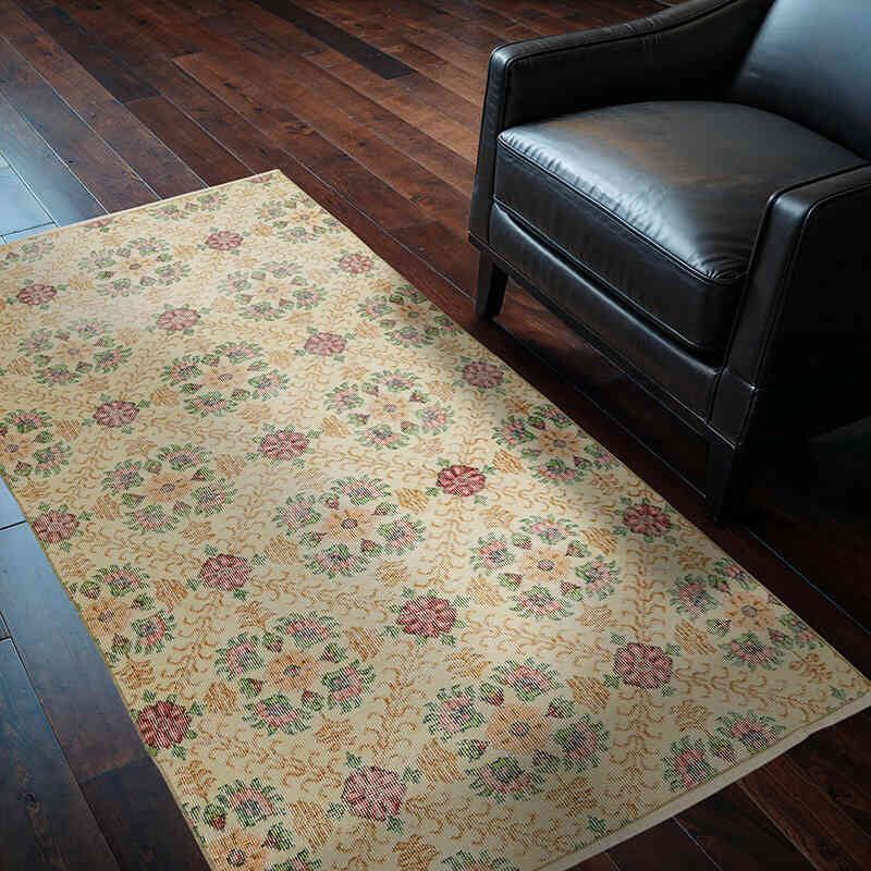 Alfombra Vintage Turca Anudada a Mano - 110 cm x 190 cm - K0070805