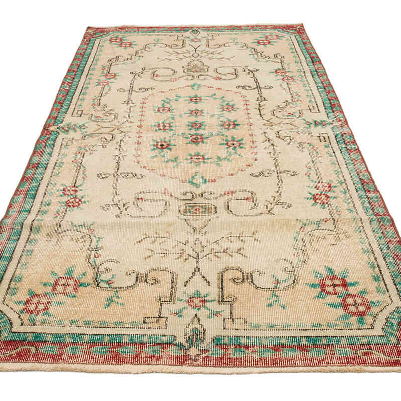 Alfombra Vintage Turca Anudada a Mano - 110 cm x 223 cm - K0070806