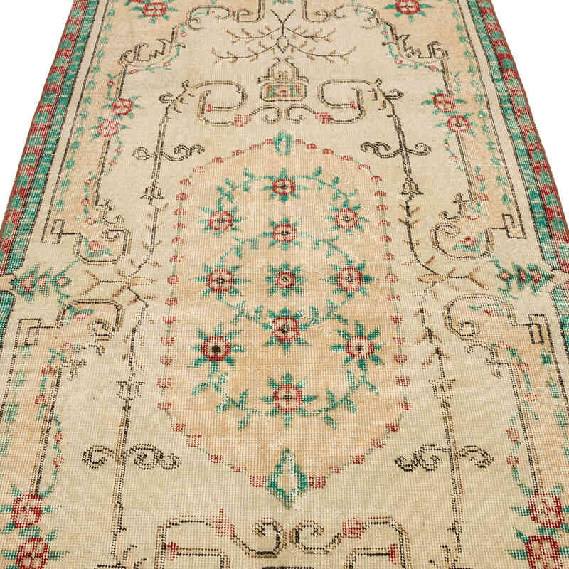 Alfombra Vintage Turca Anudada a Mano - 110 cm x 223 cm - K0070806