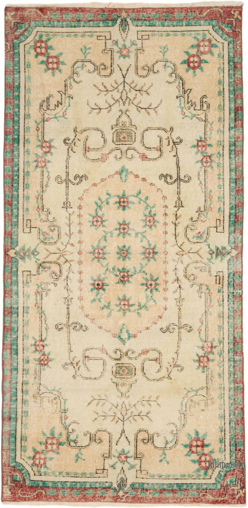 Alfombra Vintage Turca Anudada a Mano - 110 cm x 223 cm - K0070806