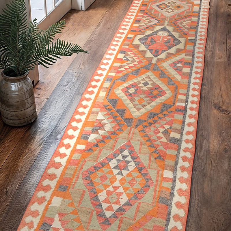 Alfombra Kilim Tribal Vintage - 95 cm x 365 cm - K0070835