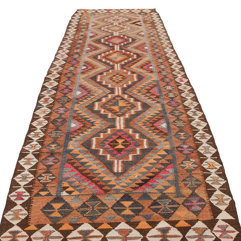 Vintage Tribal Kilim Runner - 3' 6" x 11' 8" (42" x 140") - K0070866