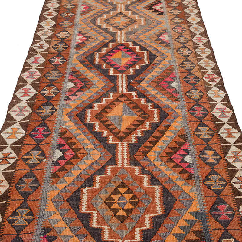 Vintage Tribal Kilim Runner - 3' 6" x 11' 8" (42" x 140") - K0070866